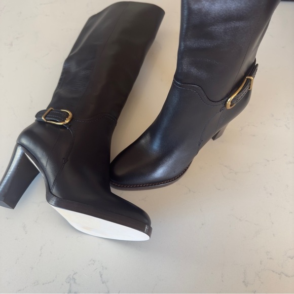 VERONICA BEARD Mabel Black leather knee high boots NEW Size: 6M - Picture 2 of 8